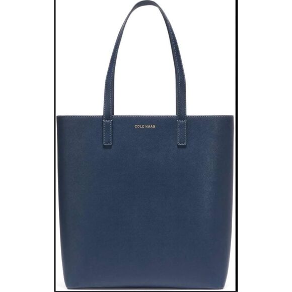Cole Haan Saffiano leather. Go Anywhere Tote in Navy / New No Tags - Picture 3 of 8